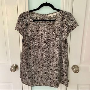 Loft Black and White Ruffle Blouse